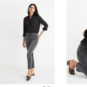 Madwell Stovepipe Jeans in Cement Wash: Raw-Hem